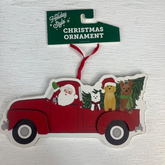 Holiday Style Christmas Wooden Ornament 6 Pc Set Santa Snowflake New - Picture 3 of 9